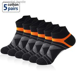 Men's Socks 5 Pairs Sport Ankle Men Summer Outdoor Casual Cotton Short Breathable Black Fitness Run Sport Size 38-45C24315