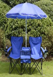 Portable Folding Picnic Double Chair WUmbrella Table Cooler Beach Camping Chair9687929