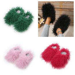 Sandals Hot Selling Fur Slipper Mules Woman Daily Wears Fur Shoe White pink Black browns Metal Casual Flats Shoes Trainer Sneaker GAI soft