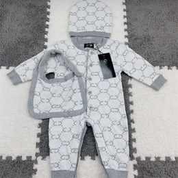 Designer Baby One-Piece Cotton Print Långärmad hiphop tredelad födelse Fullmånad kostym Crawling Suit Size 59cm-80cm K2