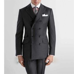 Fashion Black Men Suits Slim Fit Formal Business Blazer Double Breasted Wedding Groom Tuxedo 2 Pieces Jacket Pants Costume Homme 240311