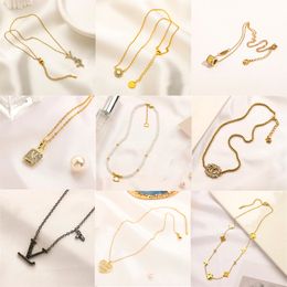 Designer 18K Gold Plating Pendant Necklaces Famous Brand Double Letter Stainless Steels Seal Necklace Lovers Party Jewelry Accessories
