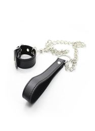 Leather Penis Rings with Metal Chain Leash Cockring Clit Stimulator Cock Ring Locking Penis Ring Sex Toy Products for Couple Men9507675