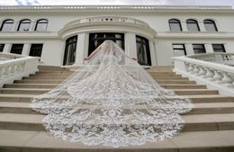New Arrival Wedding Veils Cover Face Three Meters Long With Lace Applique Edge One Layer Cathedral Length Custom Made Cheap Bridal1792509