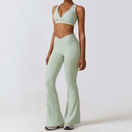 Lu Align Lemon Tracksuit Set Women 2PCS Yoga Sportswear Gym Clothing Fiess Bra High Waist Leggings Push Up Workout Sports Suit Jogger Gym