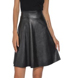 Skirts Womens Short Black Skirt Faux Leather Sexy Elastic Waist Plus Size Fashion Autumn Feminine Party Club Above Knee Lady9567641