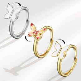 Butterfly Rotating Ring, A Female Niche High-end Internet Celebrity with the Same Rotating Anxiety Relief Ring, Versatile