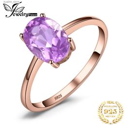 Cluster Rings JewelryPalace Rose Gold Yellow Gold Plated Oval Natural Amethyst Citrine Garnet Topaz Peridot 925 Sterling Silver Ring for Women L240315