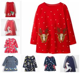 Christmas Girls Dresses Animal Print Baby Dress Infant Unicorn Striped Top Tshirt Toddler Long SleevedDress Kids Designer Clothes2458680