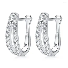 Hoop Earrings Moissanite Clip 925 Silver For Women Lab Diamond Ear Studs 14k Gold Plated Wedding Fine Jewelry