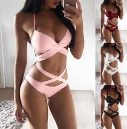 Women039s Sexy Cutout Halter Bathing Suits Onepiece Push Up Monokini Swimsuit Bandage Swimwear Women039s Fashion Swimming 5714688