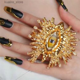Cluster Rings Personality Eye Ring Devils Eye Brass Metal for Women Men Jewellery 2023 New European And American Fashion Exaggerate L240315