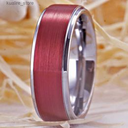 Cluster Rings YGK Brushed Red Tungsten Wedding Ring Anniversary Gift Rings For Women Classic Mens Ring Free Shipping Customise Engraving L240315