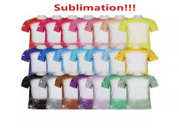 Party Supplies Whole Sublimation Bleached Shirts Heat Transfer Blank Bleach Shirt Bleached Polyester TShirts US Men Women sxa5306040