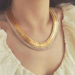 Choker Exquisite Cubic Zirconia Jewellery Luxury Charm Gold Colour Neck Chain Delicate Vintage Necklace Trendy Jewelry 2024