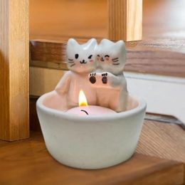 Candle Holders Cat Themed Holder Adorable Set For Home Decor Resin Kitten Couple Figurines With Warming Paws Room