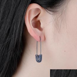 Charm Korean Micro Pave Jewelry Copper With Diamond Model Safety Pin Earring Gold Plated Women Fashion Earrings Drop Delivery Dhwie