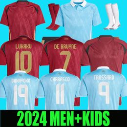 Bélgica 24 25 Jersey de futebol de Bruyne Lukaku Doku 2024 Copa da Copa da Euro Camisa de futebol da equipe nacional 2025 Homens Kit Kit Set Away Train Carrasco Tielemans Bakayoko