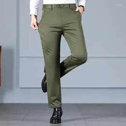 Men's Suits Polyester Fabric Casual Suit Pants High Waist Loose Straight All-Matching Anti-Wrinkle Stretch Office Business Trousers