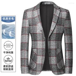 Men's Suits Korean Version Blazer Casual Plaid Wedding Officiating British Style Business Fashion Wool All Match Gentleman Suit