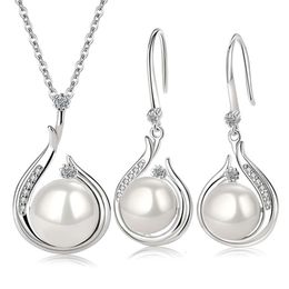 New Product Set, Simulated Freshwater Necklace, Full Diamond Earrings, Women's High-end Pearl Pendant