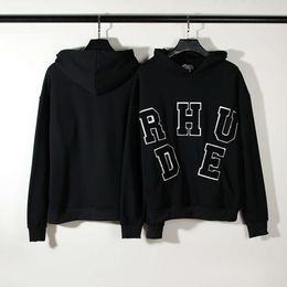 RHU CHENILLE PATCH Alphabet Towel American High Street Embroidery Hooded Sweater for Men and Women