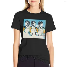 Women's Polos Minoan Fresco Ladies In Blue Knossos T-shirt Animal Print Shirt For Girls Female Graphics Tshirts Women