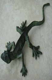 American Country Style Painted Lizard Decoration Cast Iron Color Painting Animal Figurine Garden Yard Ornament Vintage Crafts Dark8472419