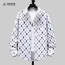 New designer shirt coat male spring male dark flower gradient hole jacket male personality loose casual all match autumn clothing