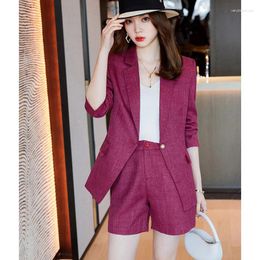 Women's Two Piece Pants Half Sleeve Spring Summer Elegant Women Business Suits With Shorts And Jackets Coat Formal Ladies Work Wear