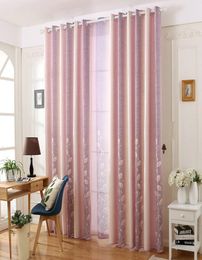 Modern Style Cotton Linen Blackout Curtain Leaves Priented PurpleGreen Colour Cloth For Adult Child Living Room Bedroom Decor9275309