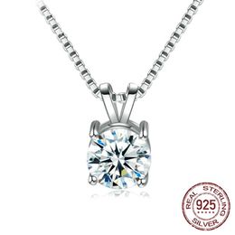 Classic Permanent 2ct Solitaire Hearts and Arrows CZ Pendant Necklace Pure 925 Sterling Silver Wedding Jewelry DZ117283L
