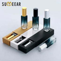 Wholesale 10ml Refillable Thick Square Glass Perfume Bottle With Box Portable Sprayer Pump Bottles Empty Container 240229