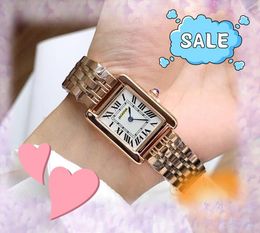 luxury women watch 28mm Roman Number Tank Series Fashion Women Dress Clock Square case Solid Fine Stainless Steel Strap Business and Casual Lady Quartz Wristwatch