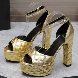 High-end Female Platform Sandals Summer New Sewing Geometric Design Banquet High Heel Sandals Real Leather Material T-stage Walk Show Ladies Pumps