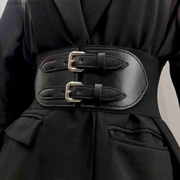 Belts Wide Black Elastic Corset Belt Female Waist Plus Size Belts For Women High Quality Stretch Cummerbunds Big WaistbandY240315