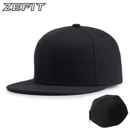 Full close cap blank whole closure women men's leisure flat brim bill hip hop custom baseball cap high quality fitted hat296N