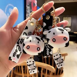 Creative Silicone Mobile Phone Chain Animal Cow Keychains Personality Cartoon Cute Car Key Chains Ring Bag Pendant Gift 2024