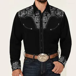 Men's Casual Shirts Tribal Western Top Shirt Pattern Blue Pink Black Trendy Fashion Party High Quality Material 2024 Suit