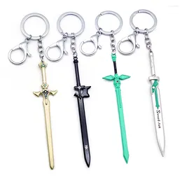 Keychains Anime Sword Art Online Keychain SAO Asuna Kirito Elucidator Key Chain Keyring Men Accessories Car Ring Llaveros