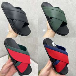 New Designer Men Rubber Interlocking Slide Sandal Unisex Flat Beach Slipper Platform Shoes Flip Flop Bathroom Home Shoes Size 35-46 With Box 440