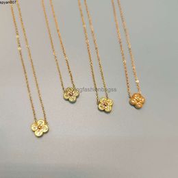 Jewelry Clover Titanium Steel Jewelry New Four Leaf Double Diamond Chain Gold Small Necklace