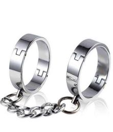 NXY Adult toys camaTech Stainless Steel Handcuffs Ankle Cuffs with Chain BDSM Bondge Restraint Lockable Wrist Cuff Shackles Sex To9227887