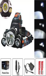 8000Lm T6 R5 LED Headlight Headlamp Head Lamp Light 4-mode torch +2x18650 battery+EU/US/AU/UK Car charger for fishing Lights5266825