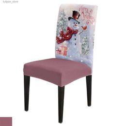 Chair Covers Christmas Snowman Cardinal 4/6/8PCS Spandex Elastic Chair Case For Wedding Hotel Banquet Dining Room L240315