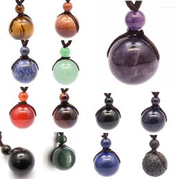 Pendant Necklaces Polly Jewellery Natural Reiki Stone Purple Crystal Healing Transfer Lucky Beads Round Ball Energy Female