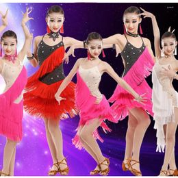 Stage Wear Teenage Girls Tassels Ballroom Dance Clothing Latin Dress Kids Salsa Competitions Costumes Figure Skating