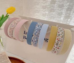 Girls floral printed hair stick Cloth Plaid Hairband Elegant Women Kids Flower Plaids hairbands Accessories A70889122154