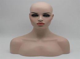 Light Skin Fiberglass Female Mannequin Head Bust For Lace Wig Jewelry And Hat Display243u8314885