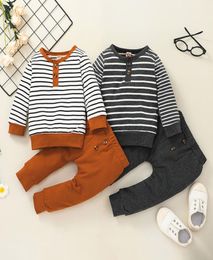 Baby Clothing Set Stripe TopsPants Outfits Fall 2021 Children Boutique Clothes 02T Infant Toddlers Cotton Long Sleeves Suit Casu1695007